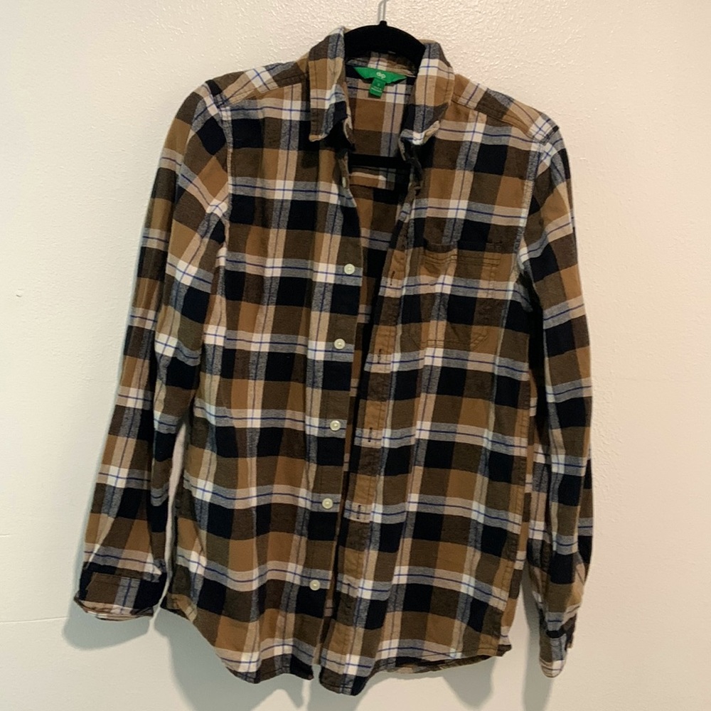 Dip brown plaid flannel button-up S